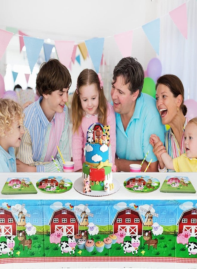 OULUN Farm Animal Party Tableware Set, Farmhouse 20 Plates and 20 Napkins and Tablecloth 71 '' x 42 '', Farm Animal Themed Party Decoration Supplies - Image 3